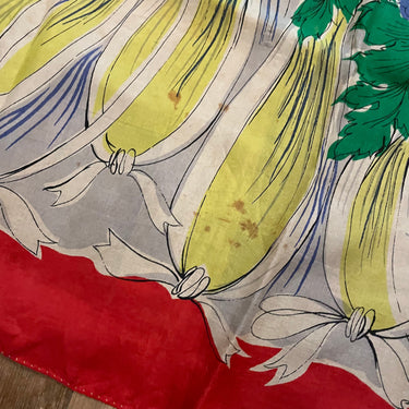 1950s Red Novelty Print Silk Scarf Scarves Bloomers and Frocks
